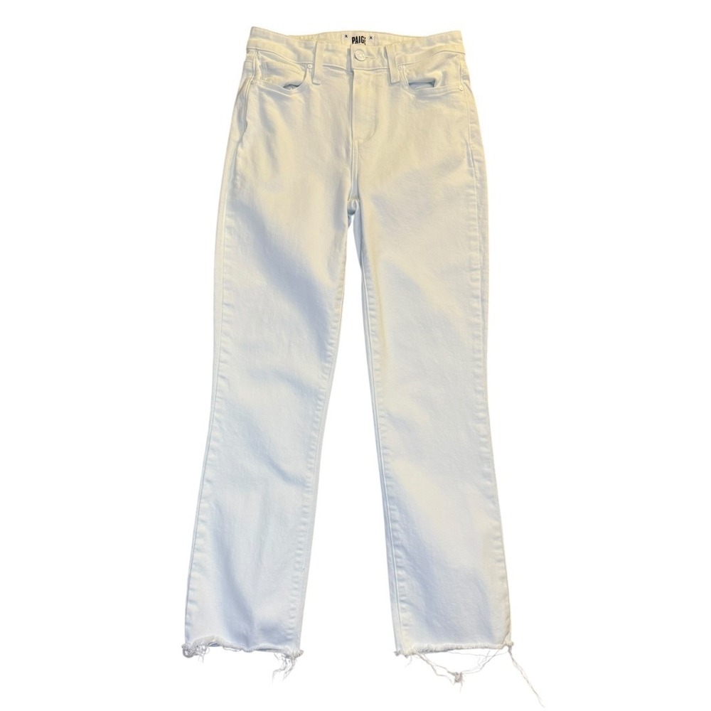 Paige Cindy Crop High Rise Straight Leg Jeans Crisp White Size 4 26 Raw Hem NWOT